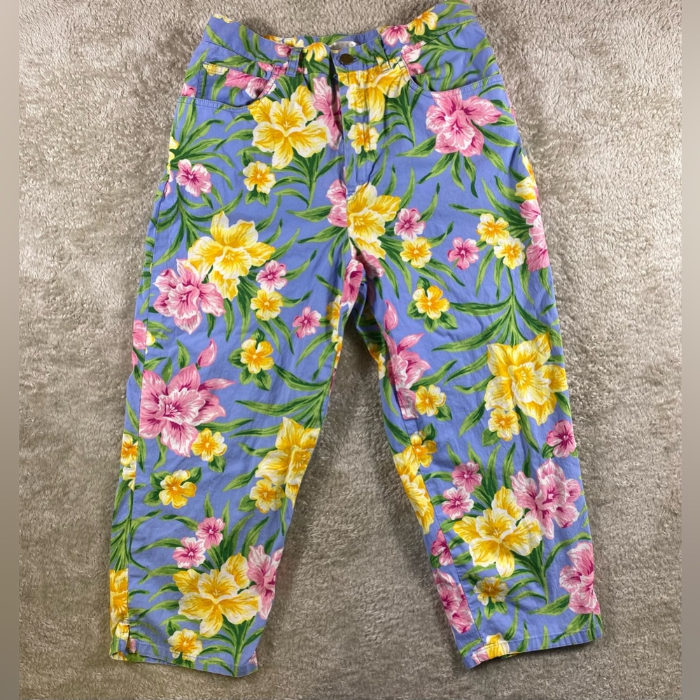 Jones New York sport women’s floral capri cotton stretch pants size 4 # 80